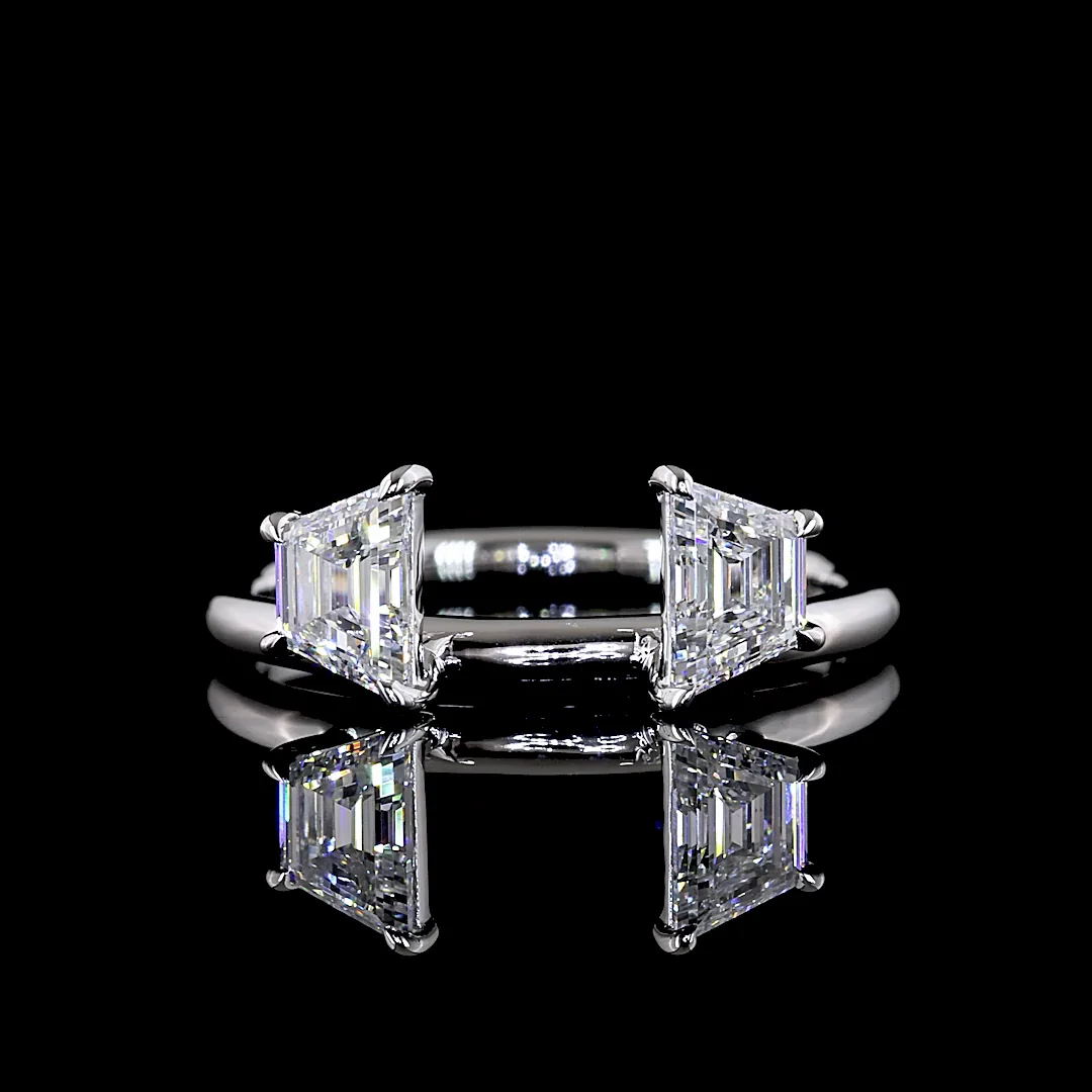 4.6 Cts 14k White Gold Emerald Shape 3 Stones Ring - Image 3