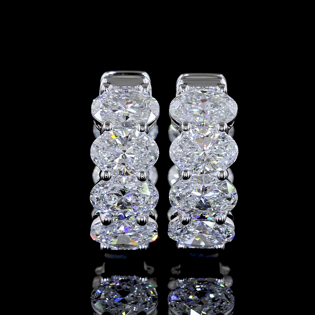 4.96 Cts 14k White Gold Oval Shape Huggies Earring - Image 3