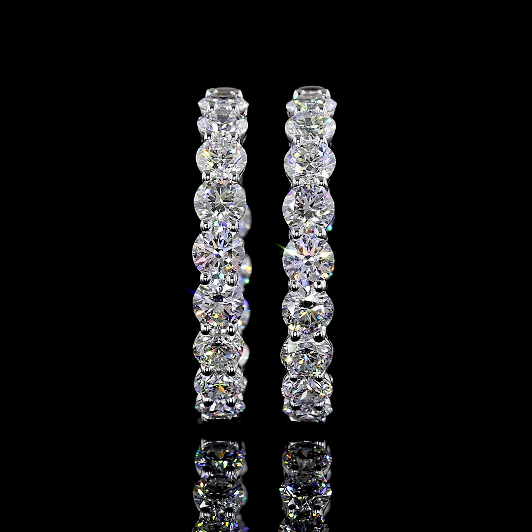 5.2 Cts 14k White Gold Round Shape Hoops Earring - Image 3
