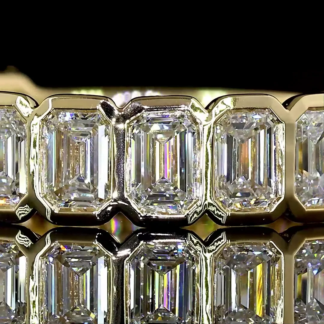 2.09 Cts 14k Yellow Gold Emerald Shape 3/4 Band Eternity Band - Image 3