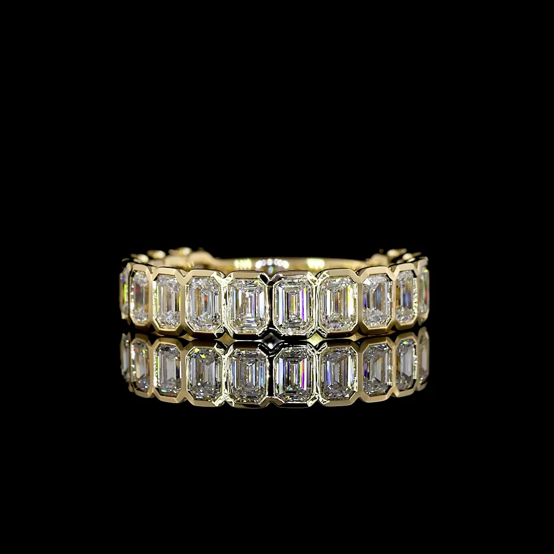 2.09 Cts 14k Yellow Gold Emerald Shape 3/4 Band Eternity Band - Video