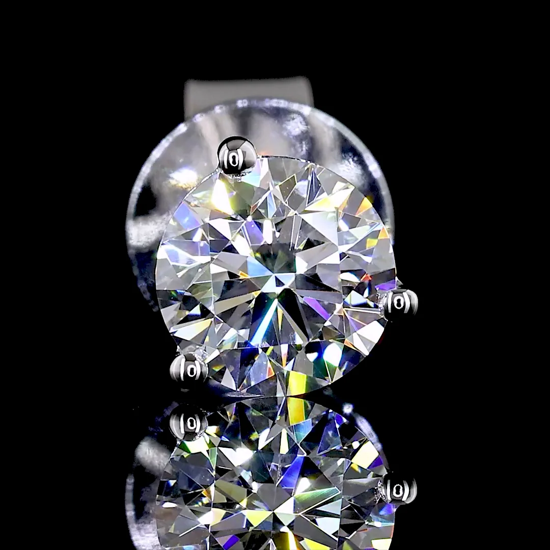 1.01 Cts 14k White Gold Round Shape Studs Earring - Image 2