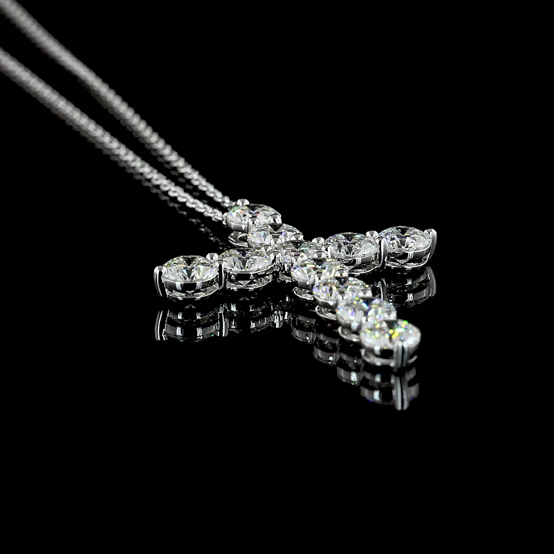 3.02 Cts 14k White Gold Round Shape Symbol Pendant - Image 2