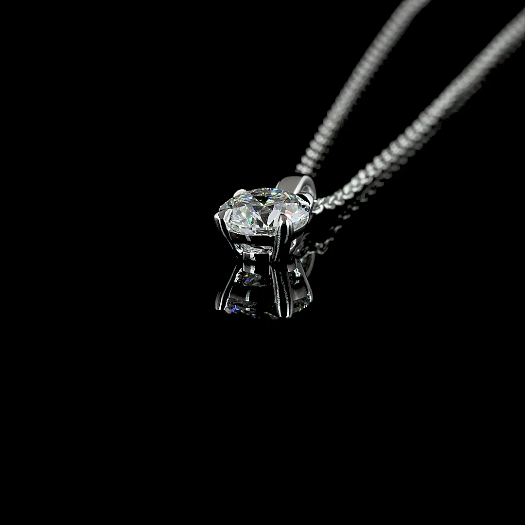 0.52 Cts 14k White Gold Round Shape Solitaire Pendant - Image 4