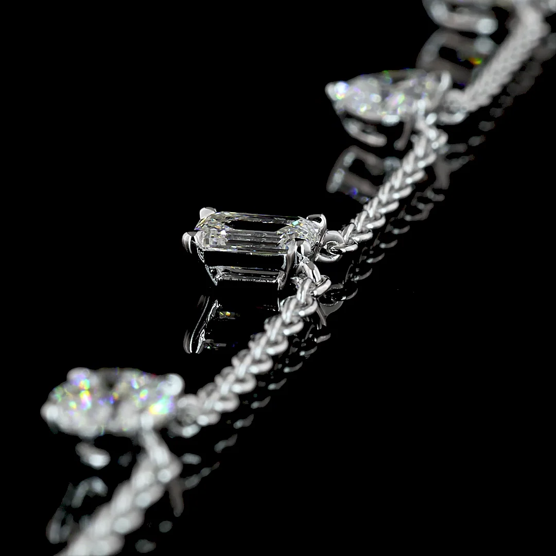 2.6 Cts 14k White Gold Mix Shape Station Necklace - Image 2