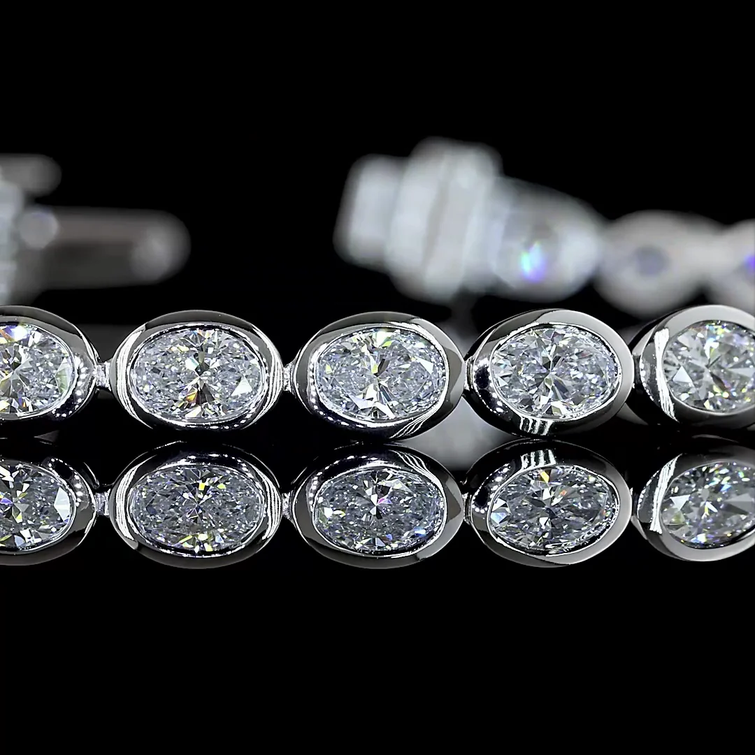 4.08 Cts 14k White Gold Oval Shape Tennis Bracelet - Image 2