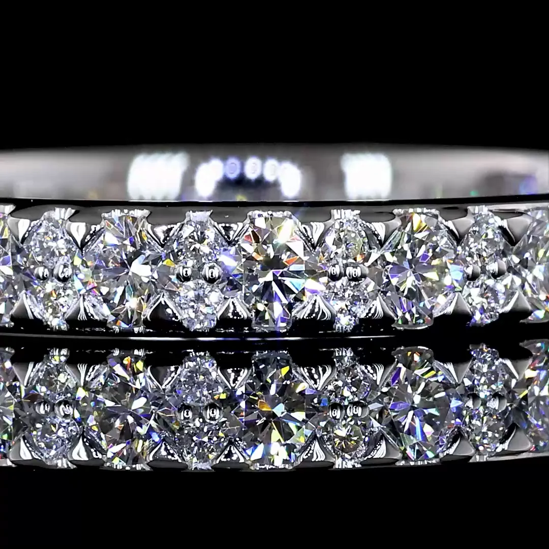 0.82 Cts 18k White Gold Round Shape 3/4 Band Eternity Band - Image 3