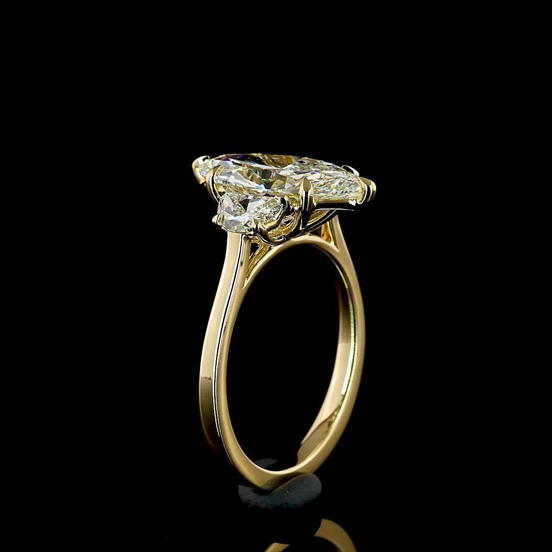 3.55 Cts 14k Yellow Gold Marquise Shape 3 Stones Ring - Image 4