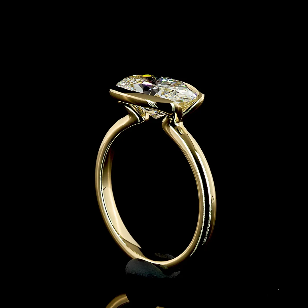 2.57 Cts 14k Yellow Gold Oval Shape Solitaire Ring - Image 2