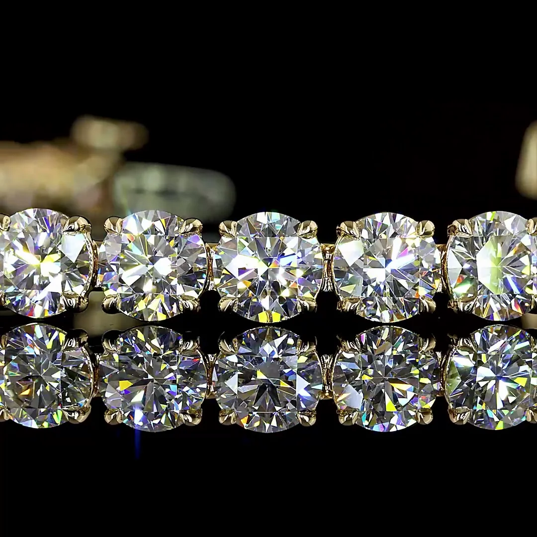 11.97 Cts 14k Yellow Gold Round Shape Tennis Bracelet - Image 2