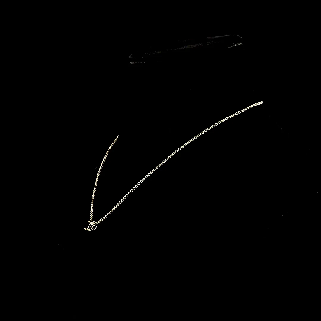 2.04 Cts 14k White Gold Emerald Shape Solitaire Pendant - Image 2