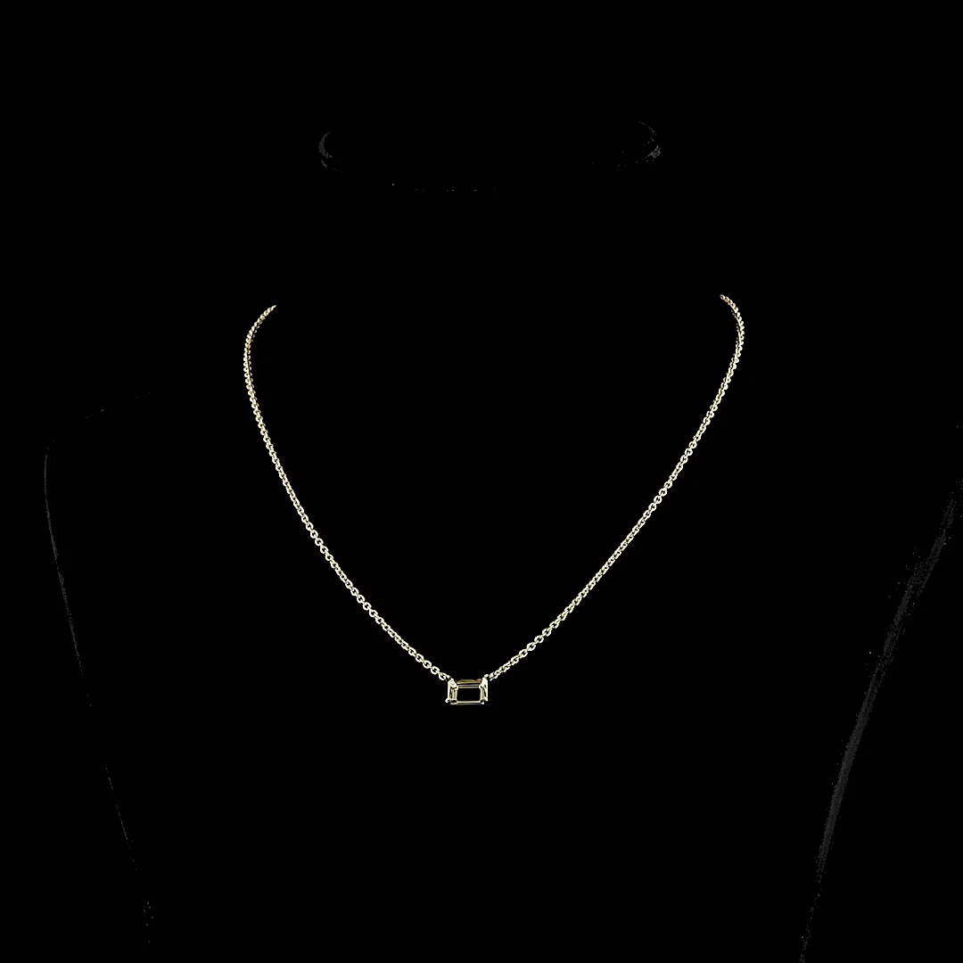 2.04 Cts 14k White Gold Emerald Shape Solitaire Pendant - Video