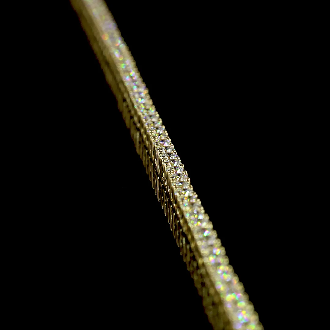 4.98 Cts 14k Yellow Gold Round Shape Tennis Necklace - Image 2