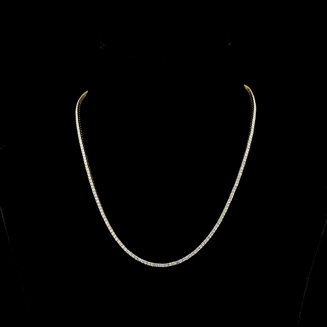 4.98 Cts 14k Yellow Gold Round Shape Tennis Necklace - Video