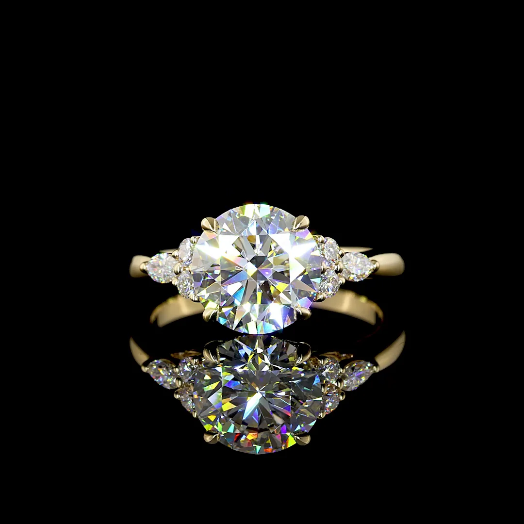 2.76 Cts 14k Yellow Gold Round Shape Split Shank Ring - Video