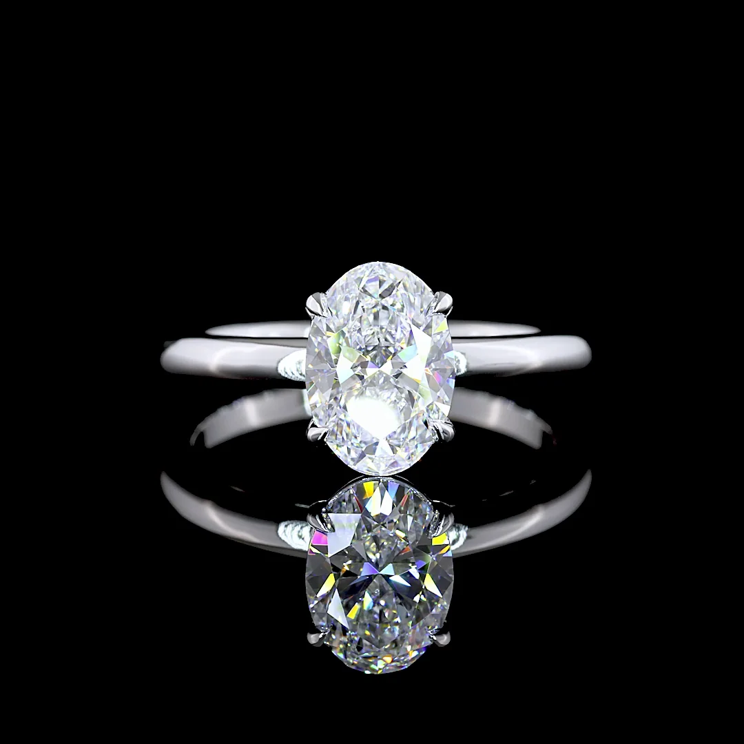 1.51 Cts 14k White Gold Oval Shape Solitaire Ring - Video