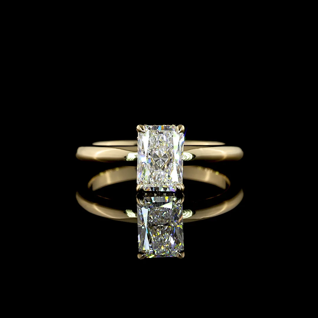1.11 Cts 14k Yellow Gold Radiant Shape Hidden Halo Ring - Video