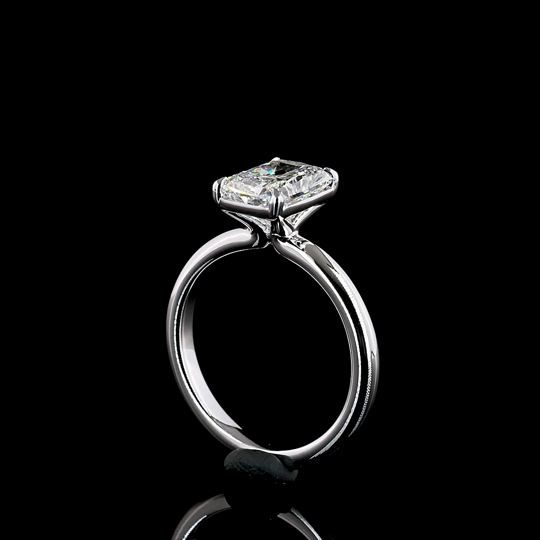 2.04 Cts 14k White Gold Radiant Shape Solitaire Ring - Image 2