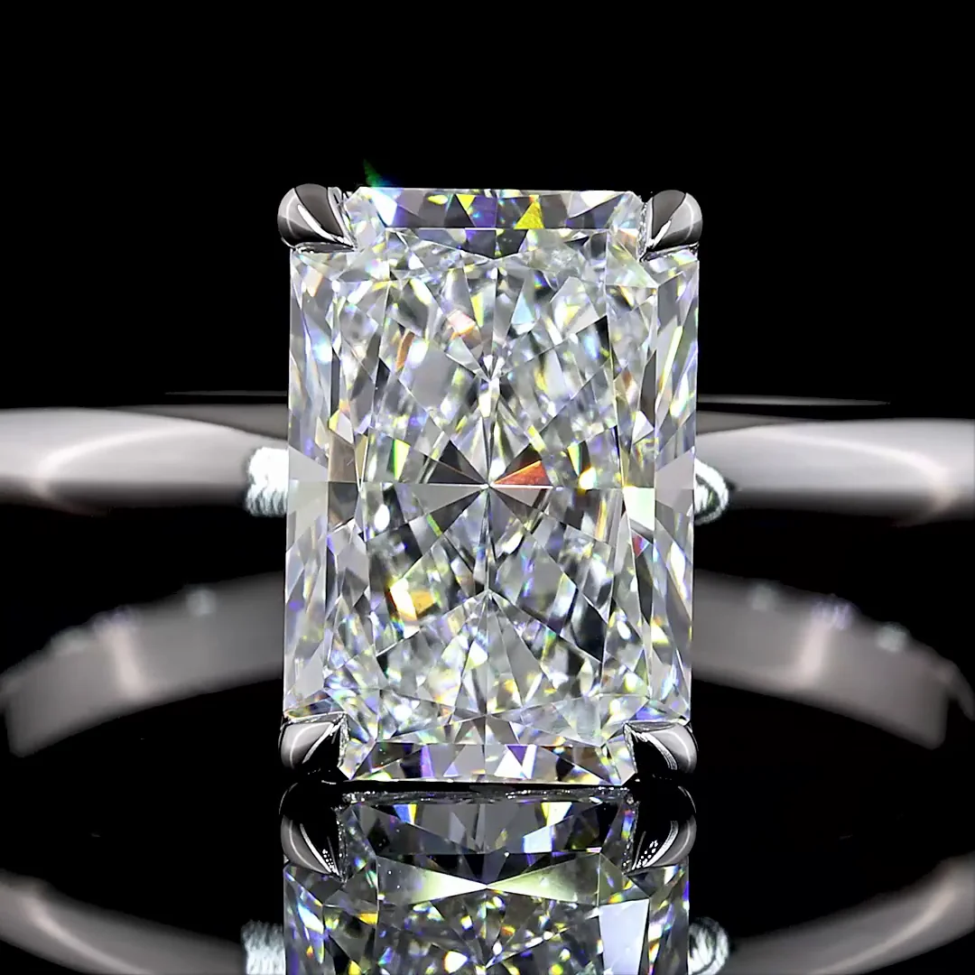 2.04 Cts 14k White Gold Radiant Shape Solitaire Ring - Image 3