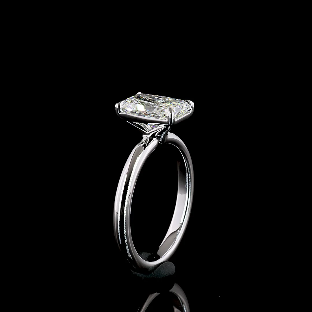2.04 Cts 14k White Gold Radiant Shape Solitaire Ring - Image 4