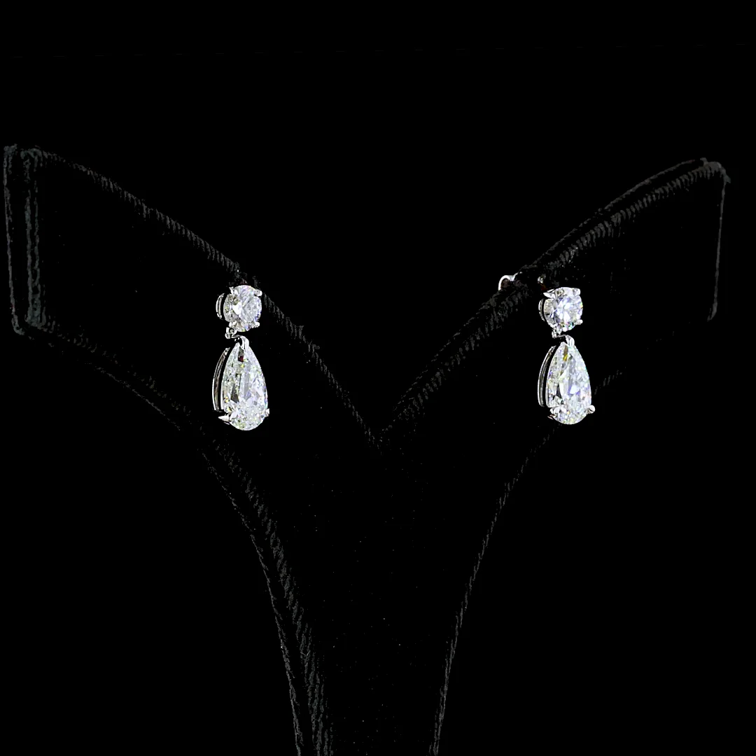 3.03 Cts 14k White Gold Round Shape Hanging Earring - Image 2