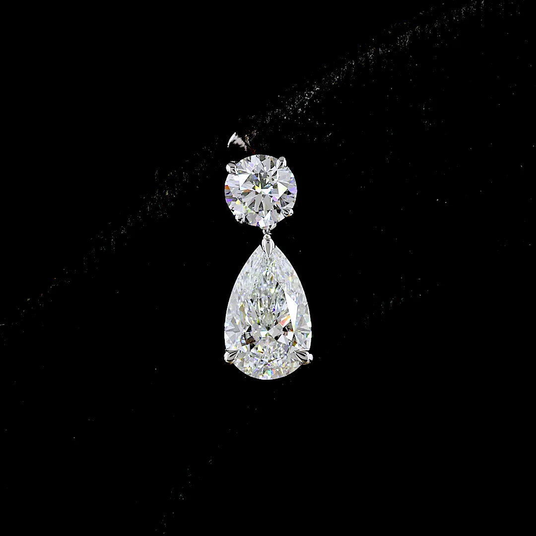 3.03 Cts 14k White Gold Round Shape Hanging Earring - Image 3