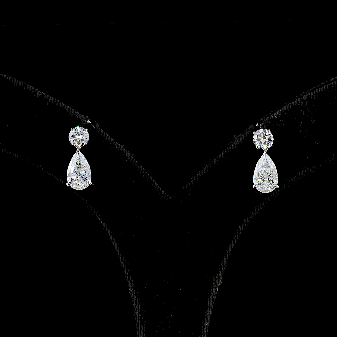 3.03 Cts 14k White Gold Round Shape Hanging Earring - Video