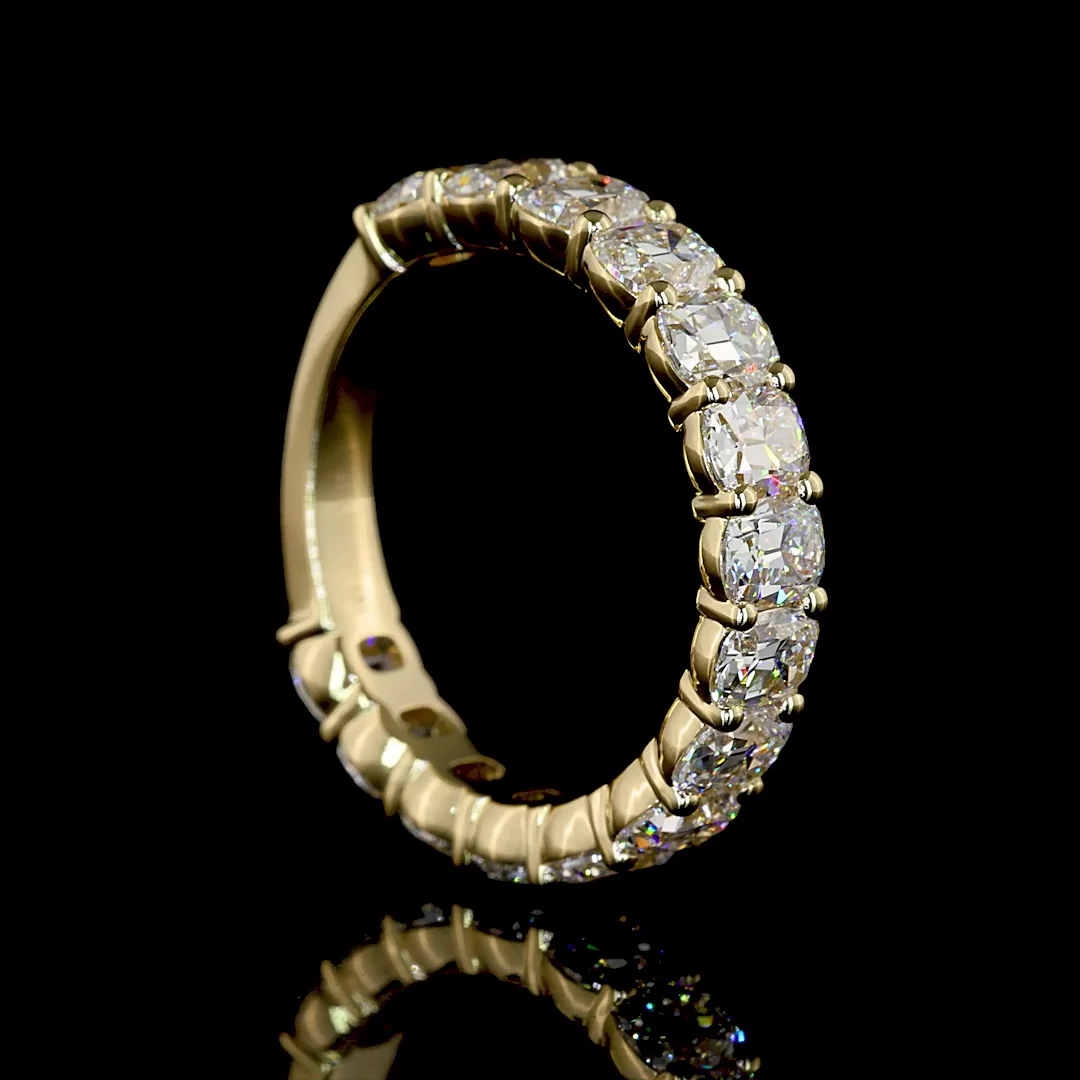 3.17 Cts 14k Yellow Gold Antique Cushion Shape 3/4 Band Eternity Band - Image 2