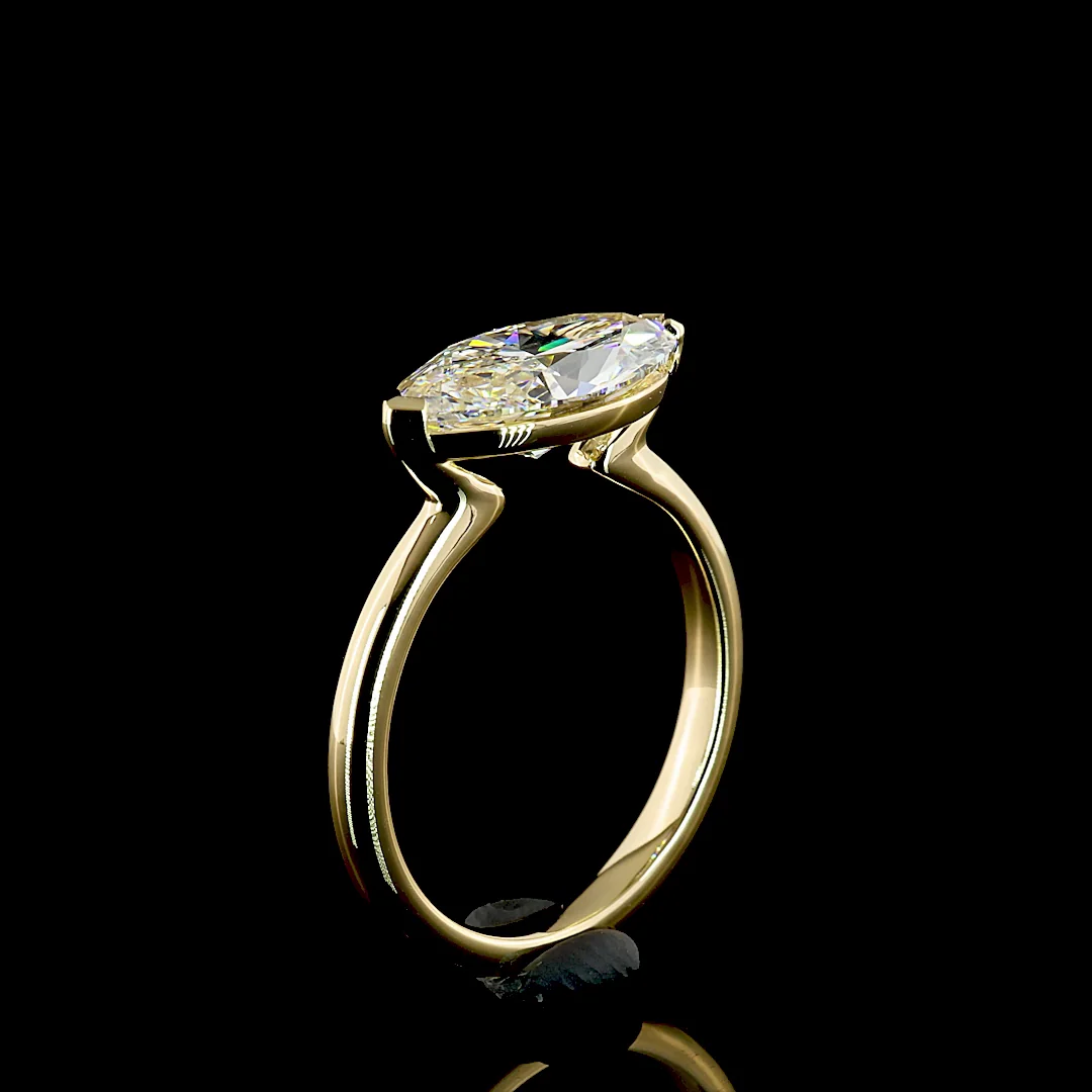 2.59 Cts 14k Yellow Gold Marquise Shape Solitaire Ring - Image 4