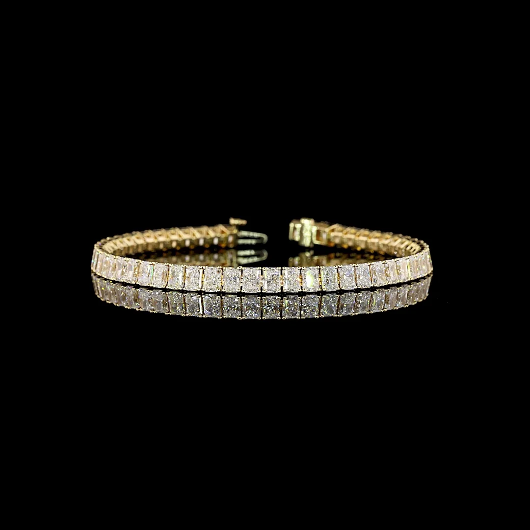 11.93 Cts 14k Yellow Gold Radiant Shape Tennis Bracelet - Video