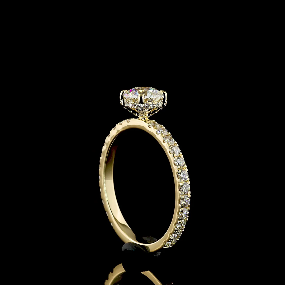 1.86 Cts 14k Yellow Gold Round Shape Hidden Halo Ring - Image 2