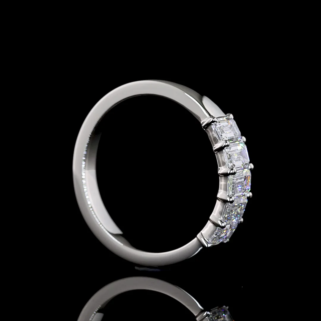 1 Cts Platinum Emerald Shape 5 Stones Eternity Band - Image 2