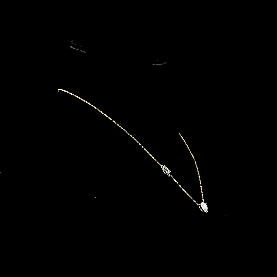2.63 Cts 18k Two Tone Pear Shape Station Necklace - Image 3