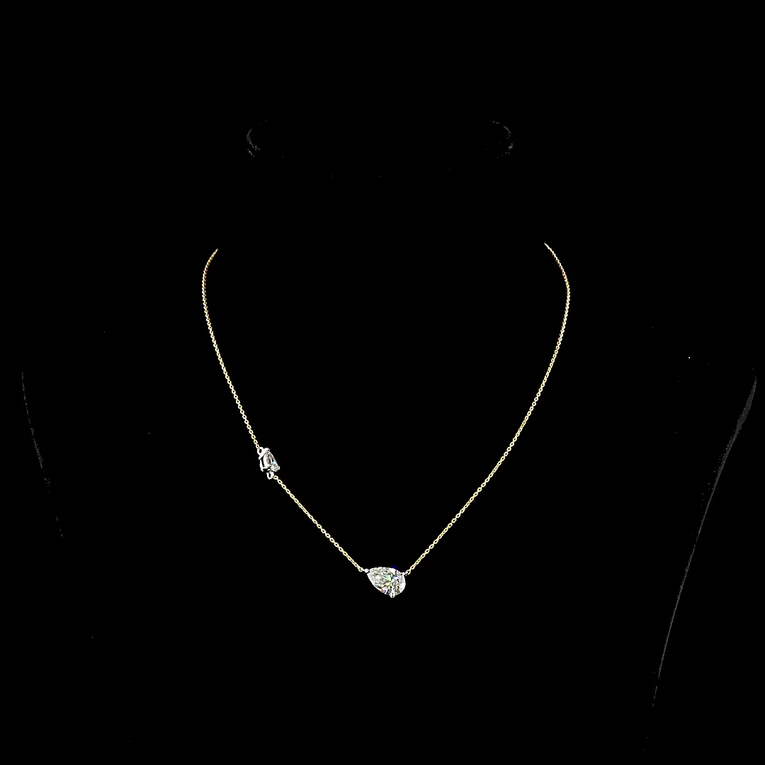 2.63 Cts 18k Two Tone Pear Shape Station Necklace - Video