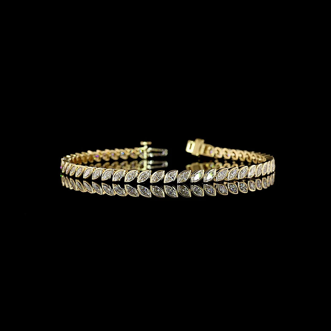 2.94 Cts 14k Yellow Gold Marquise Shape Tennis Bracelet - Video