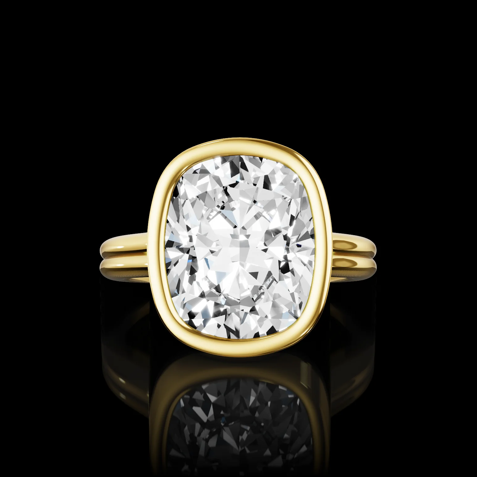 4.05 Cts 14k Yellow Gold Cushion Modified Shape Solitaire Ring - Video
