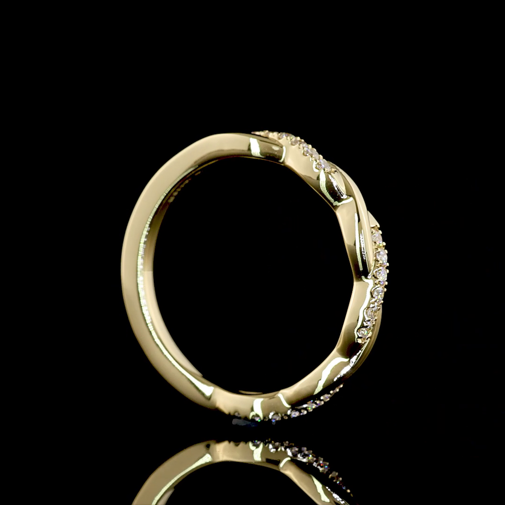 0.11 Cts 14k Yellow Gold Round Shape Half Eternity Eternity Band - Image 2