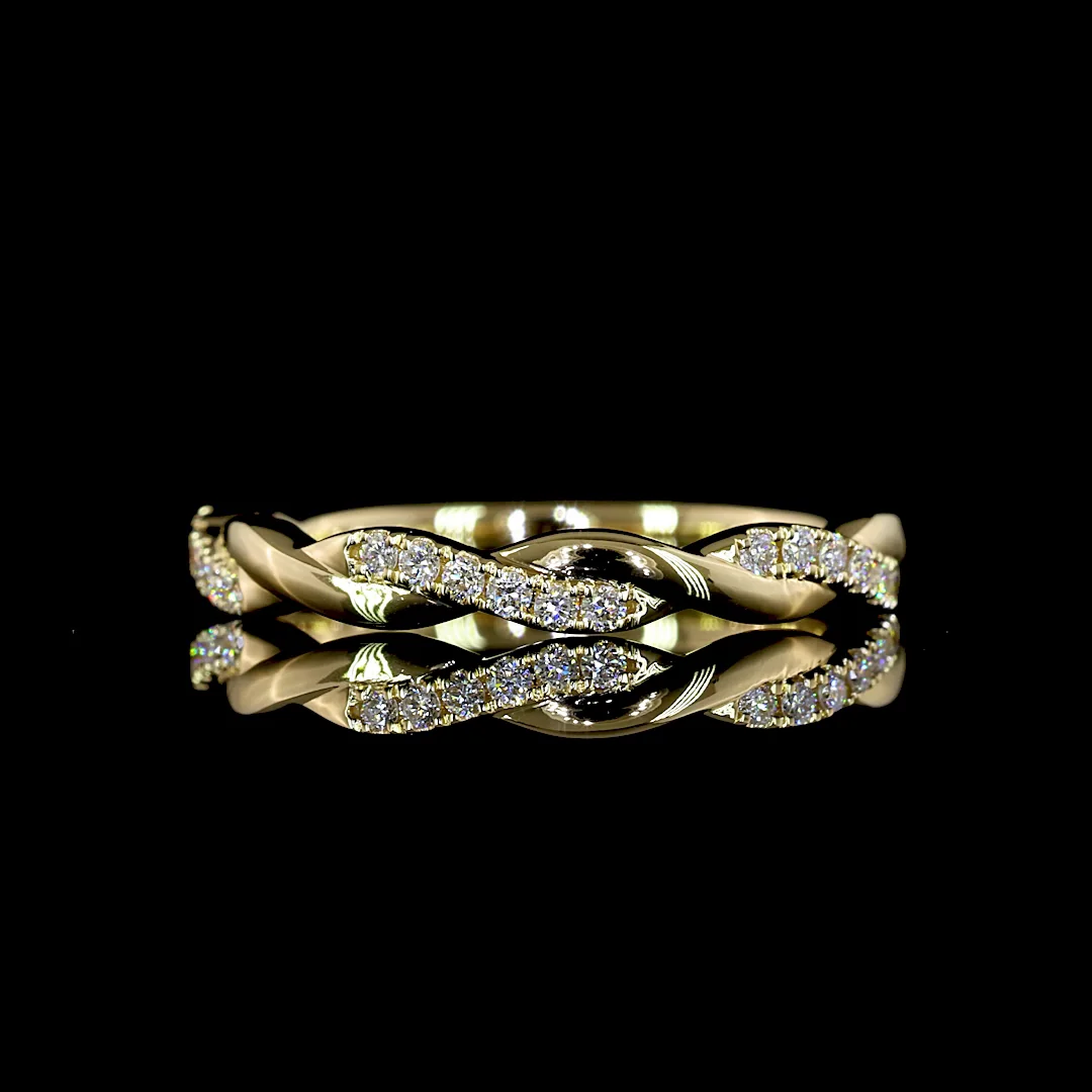 0.11 Cts 14k Yellow Gold Round Shape Half Eternity Eternity Band - Video