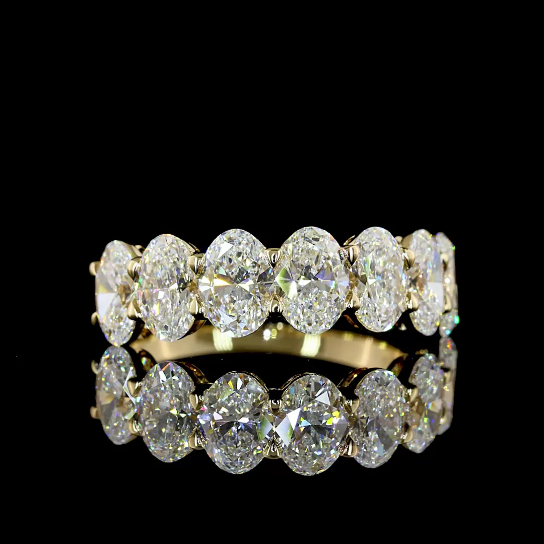 2.93 Cts 14k Yellow Gold Oval Shape 7 Stones Eternity Band - Video