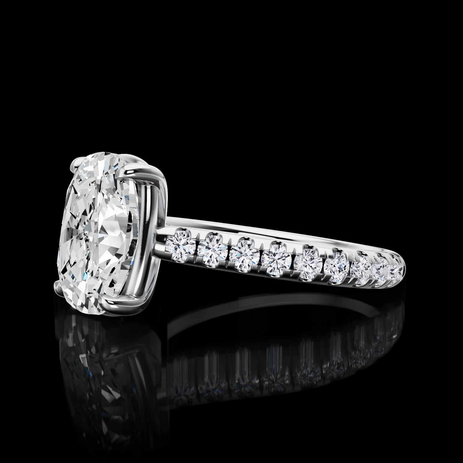 0.68 Cts Platinum Shape Hidden Halo Ring - Image 2