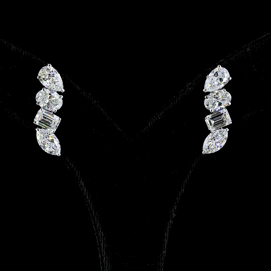 5.75 Cts 14k White Gold Oval Shape Crawler Earring - Video
