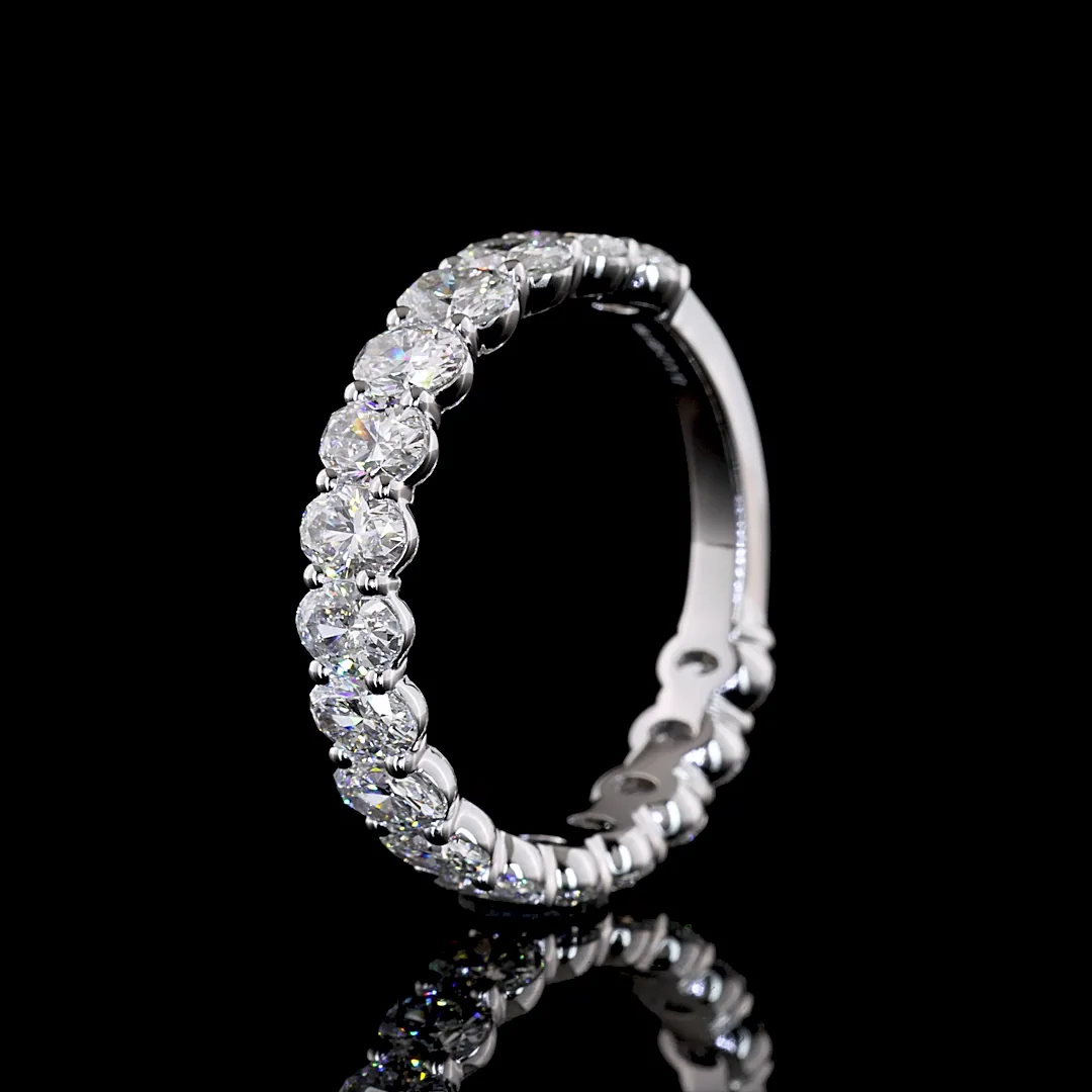 2.17 Cts 18k White Gold Oval Shape 3/4 Band Eternity Band - Image 4