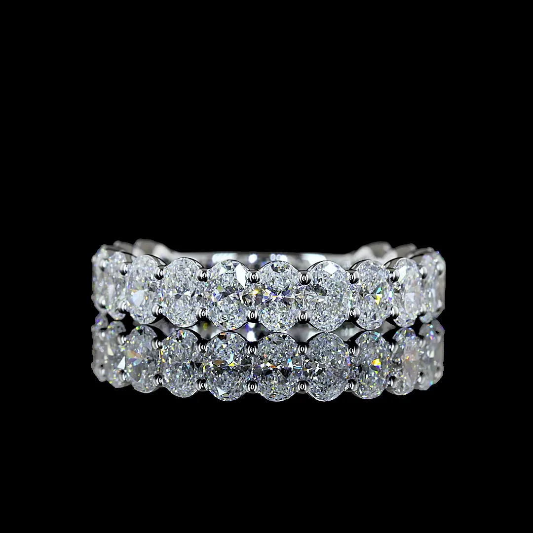 2.17 Cts 18k White Gold Oval Shape 3/4 Band Eternity Band - Video