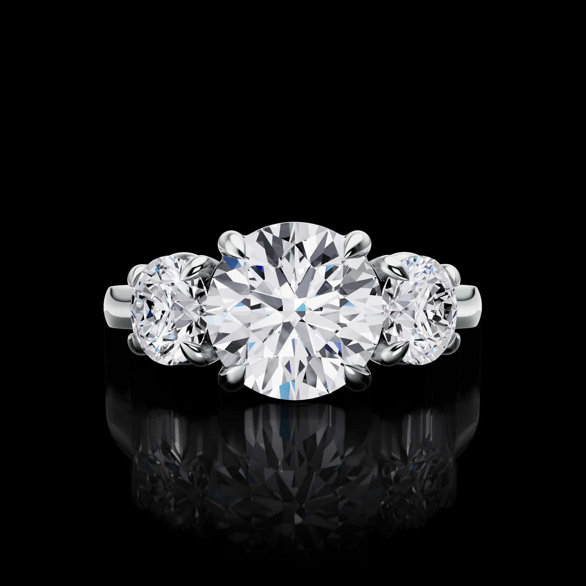 0 Cts Platinum Shape 3 Stones Ring - Video