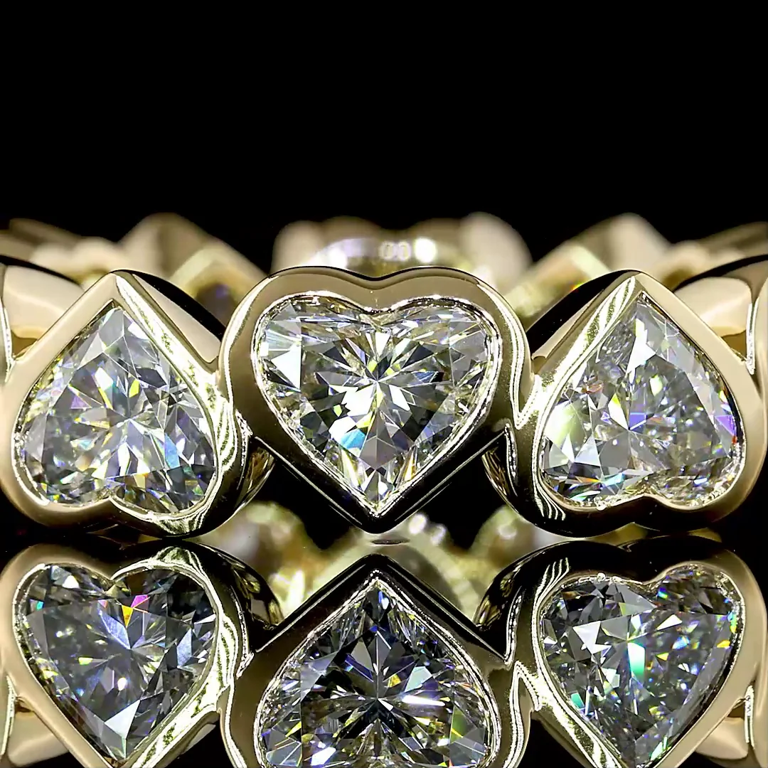 6.13 Cts 14k Yellow Gold Heart Shape Eternity Band Eternity Band - Image 3