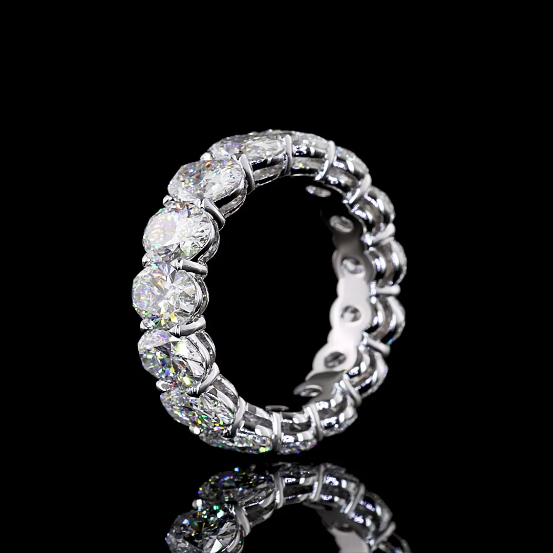 8.13 Cts 14k White Gold Oval Shape Eternity Band Ring - Image 4