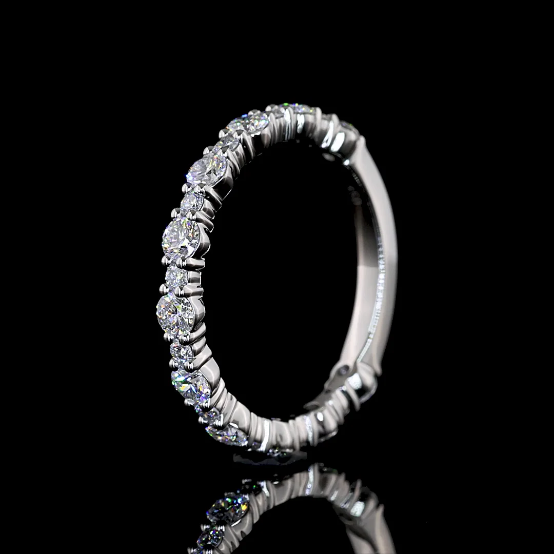 0.83 Cts Platinum Round Shape 3/4 Band Eternity Band - Image 4