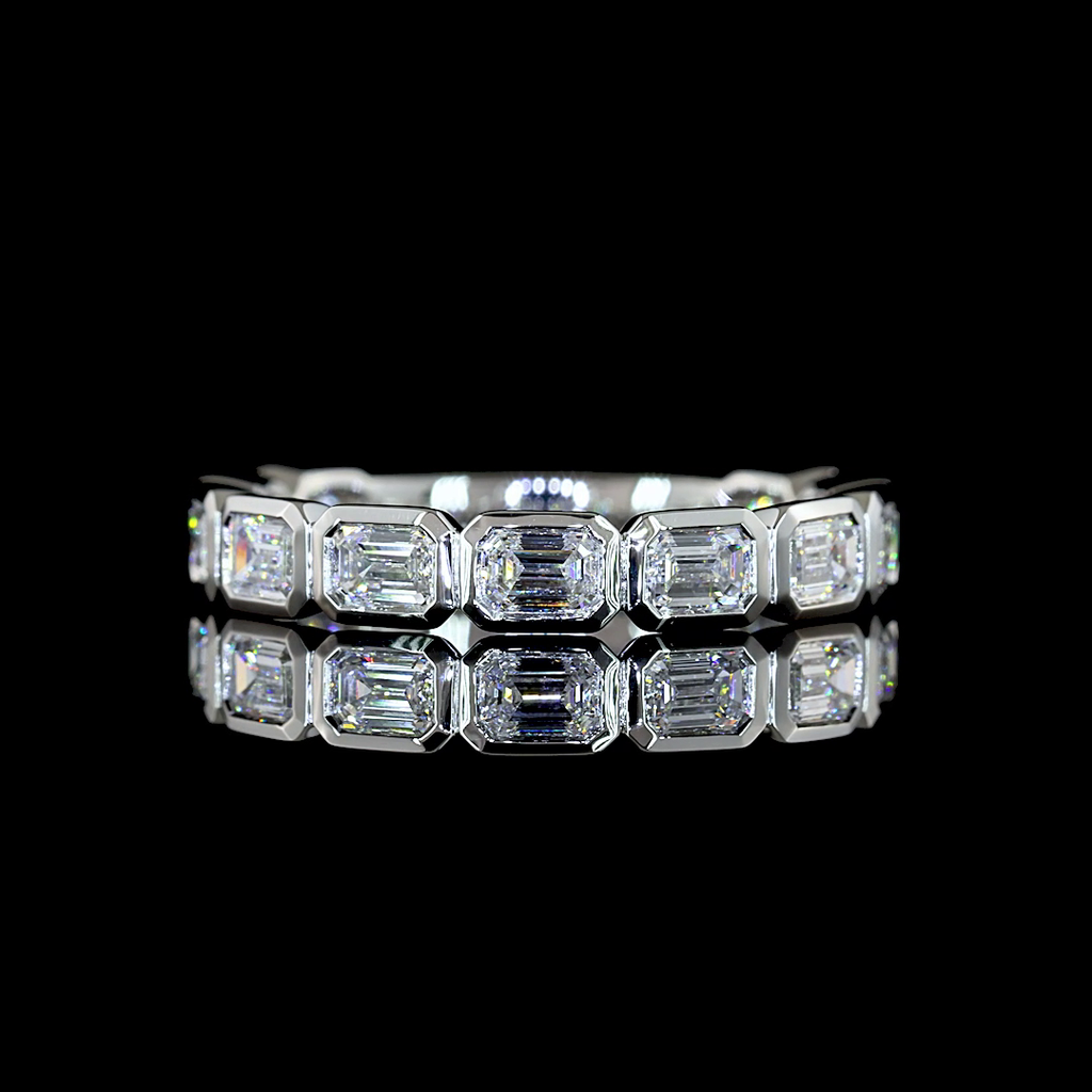 1.13 Cts Platinum Emerald Shape 3/4 Band Ring - Video