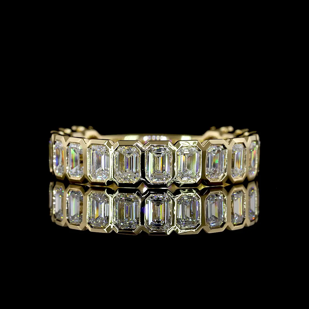 1.99 Cts 14k Yellow Gold Emerald Shape Half Eternity Eternity Band - Video