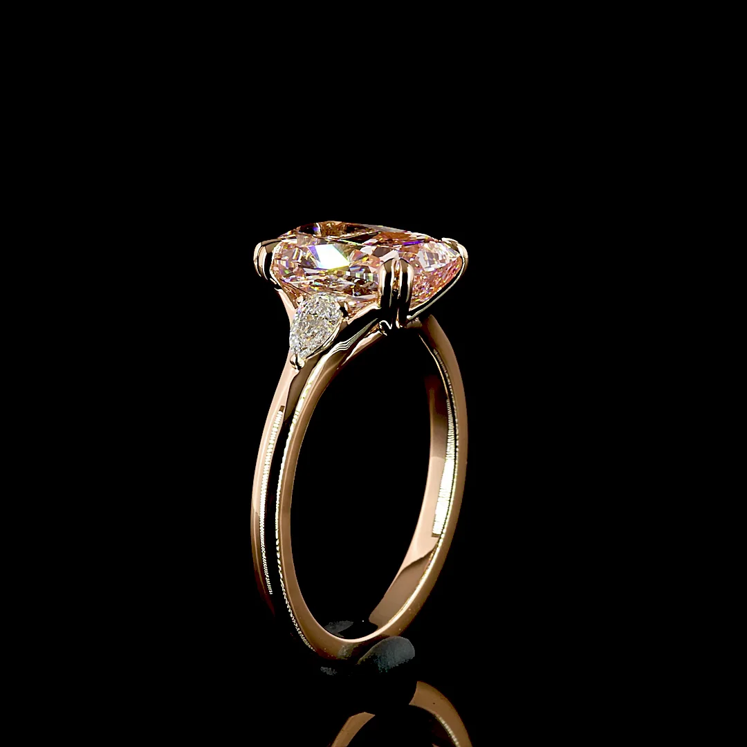 3.12 Cts 14k Rose Gold Mix Shape 3 Stones Ring - Image 4